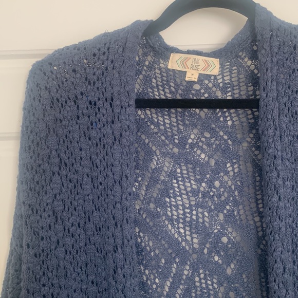 Pink Rose Navy Blue Crochet Duster - Picture 2 of 5